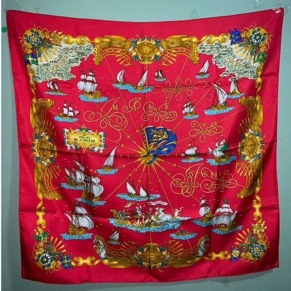 Hermes SILK SCARF “VOILE DE LUMIERE” 90cm square RED NWT/BOX - Picture 13 of 16